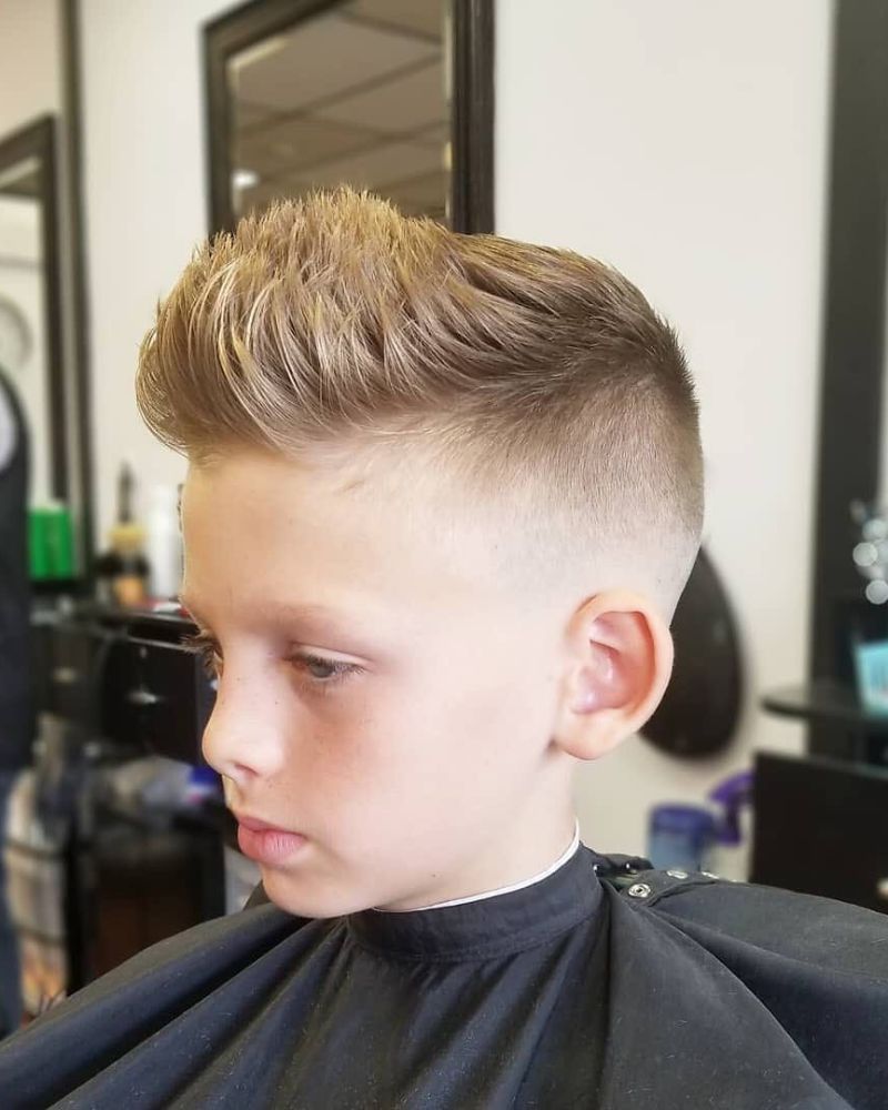 Kid's textured quiff with high skin fade
